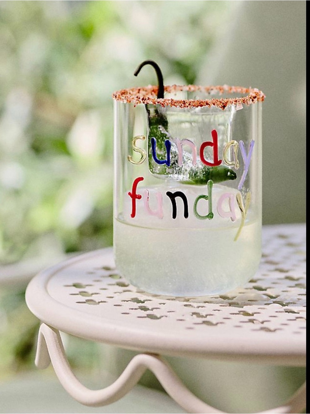 NEW Anthropologie The Love Notes Icon Juice Glass, Sunday Funday